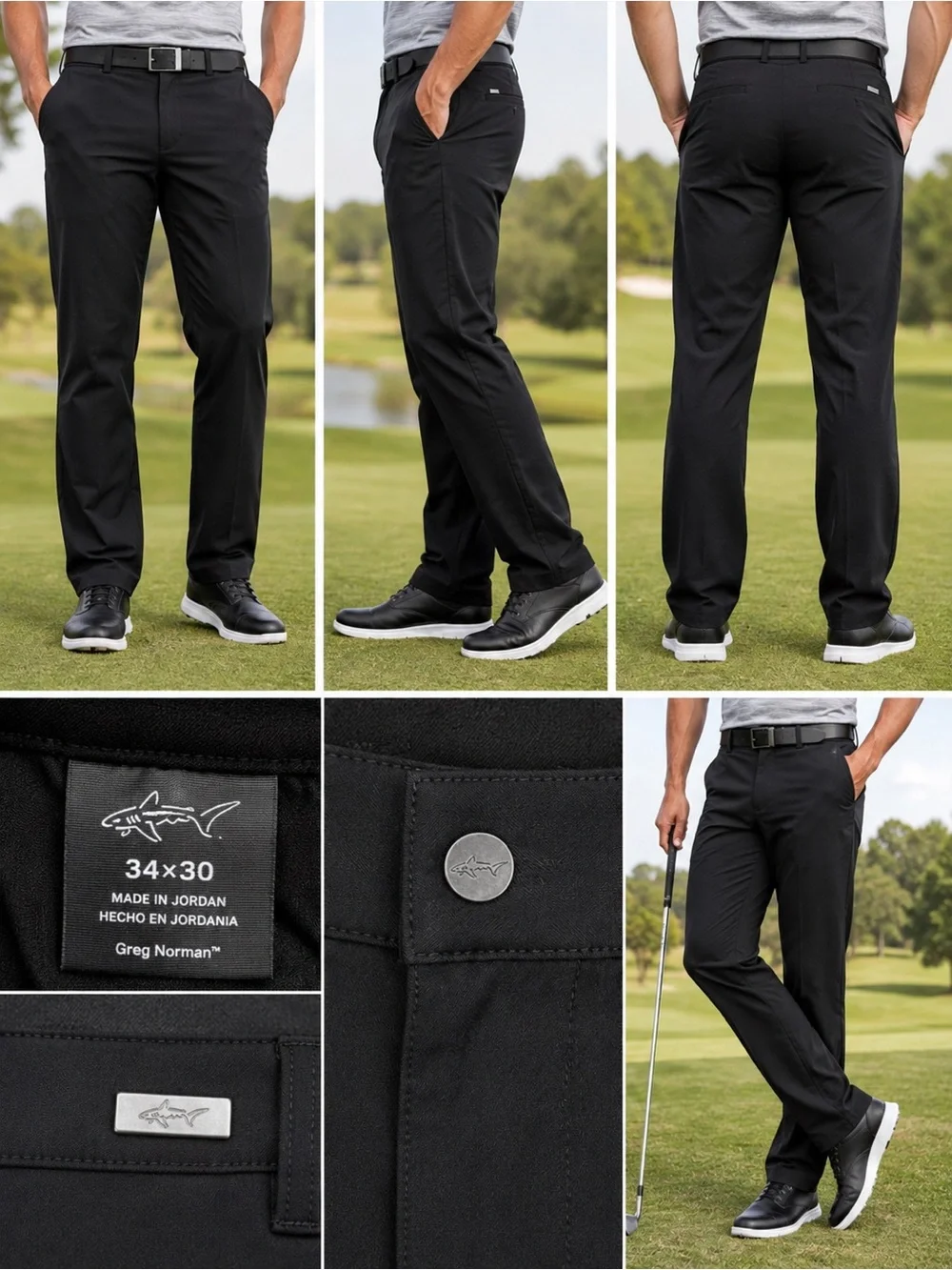 Greg Norman Men’s Black Performance Golf Pants